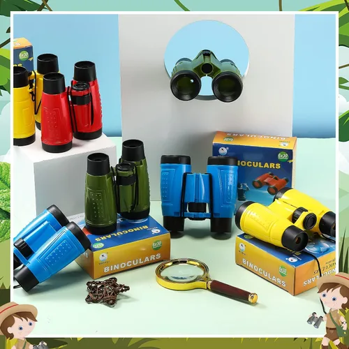 Vista 6 de Leyndo 24 prismáticos para niños con cuerda para el cuello, varios colores, novedosos binoculares de juguete para niños, suministros de fiesta