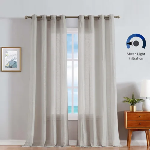 Vista 4 de Nautica - Cordelia - Cortina transparente aplastada Cortinas para ventana Cortinas ligeras Juego de 2 paneles Transparente Cabecera
