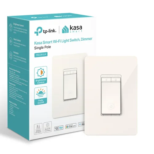 Vista 8 de Kasa Smart Interruptor de atenuación HS220, un solo polo, necesita cable neutro, interruptor de luz Wi-Fi de 2.4 GHz compatible con Alexa y Google