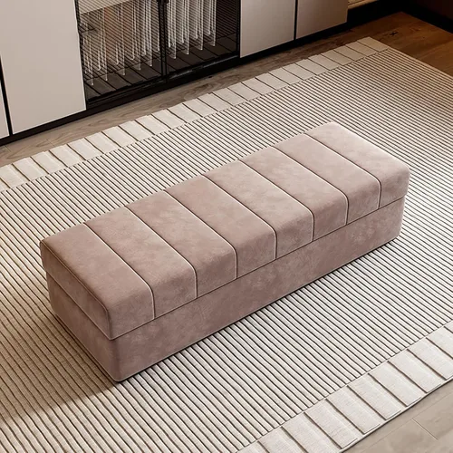 Vista 9 de Amarillo Solid Wood Square Ottoman with Storage – Upholstered Bench for Living Room, Bedroom, Entryway & Shoe Stores – High Resilience Foam Filling