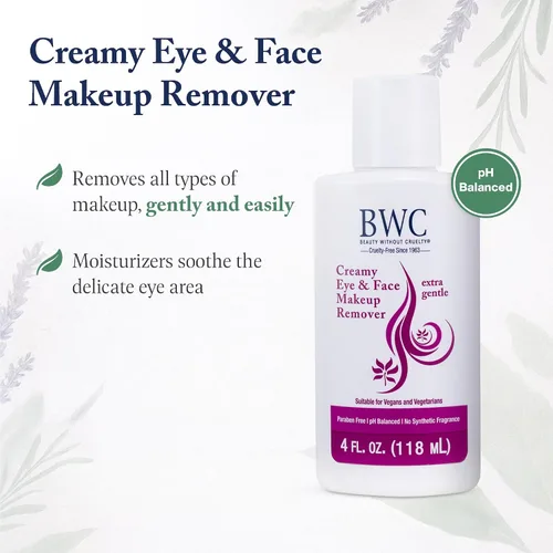 Vista 3 de Beauty Without Cruelty Removedor de maquillaje cremoso para rostro y ojos, removedor de maquillaje hidratante extra suave e impermeable + algodón