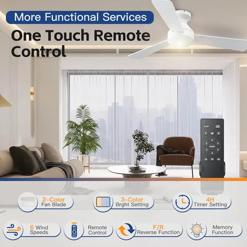 Vista 2 de Ventiladores de techo con luces, ventilador de techo de 42 pulgadas con luz y control remoto, ventiladores de techo de montaje empotrado de perfil