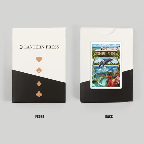 Vista 8 de Lantern Press Isla Sanibel, Florida, Montage (52 cartas de juego, baraja de cartas de tamaño póquer con comodines)