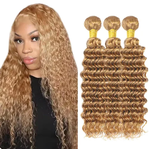 Vista 279 de 300g 1B27 Human Hair Bundles Honey Blonde Bundles Human Hair 10A Brazilian Virgin Remy Hair Extensions 8 10 12 Inch