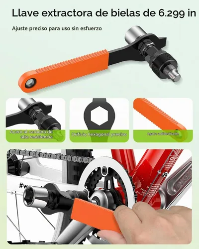 Vista 3 de Pawfly Kit de extractor de manivela de bicicleta, herramienta de extracción de manivela para cónica cuadrada, Shimano Octalink y brazos de manivela