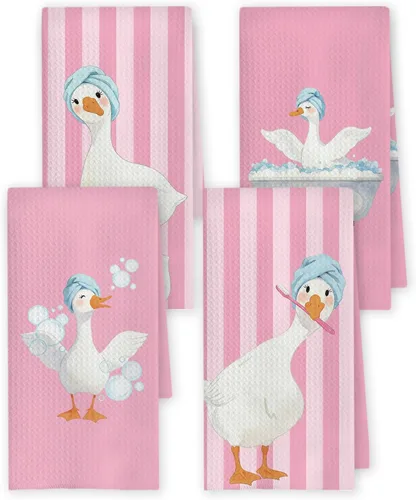 Vista 10 de Chicimln - Divertidas toallas de mano de goma para baño, estilo bohemio, para bañera, pato amarillo, toallas de mano decorativas para niños y niñas