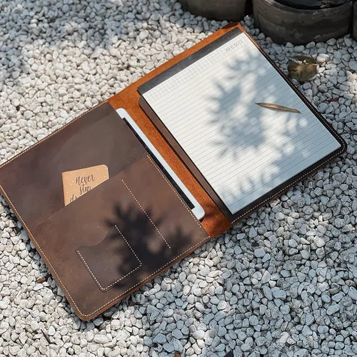 Vista 3 de Folio de cuero personalizado del negocio, para los cojines legales de la escritura del cojín de los tops/cartera del trabajo del tamaño del cuero