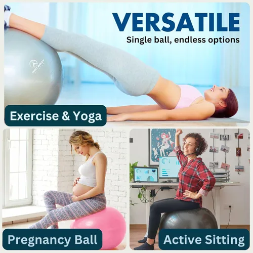 Vista 3 de ProBody Pilates Pelota de Ejercicio - Bola de Balance de Varios Tamaños de Grado de Gimnasio para Fitness, Yoga, Entrenamiento, Embarazo y Terapia