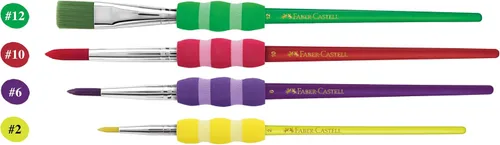 Vista 2 de Faber-Castell Juego de pinceles de pintura de agarre suave, pinceles de pintura para niños, 4 pinceles surtidos para acuarela y pintura al temple
