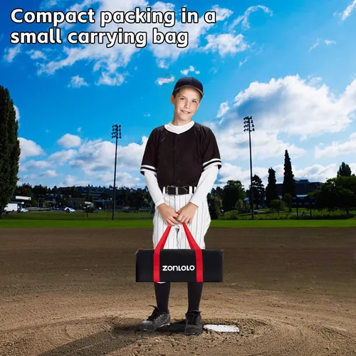Vista 6 de Zonlolo Red de béisbol de 6 x 6 pies con 3 objetivos diferentes, red de práctica portátil para batear, pegar, lanzar y lanzar, paquete compacto