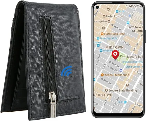 Vista 7 de Billetera rastreable para hombre, antipérdida, Bluetooth, rastreador y buscador, tarjeta de crédito (rojo-1)