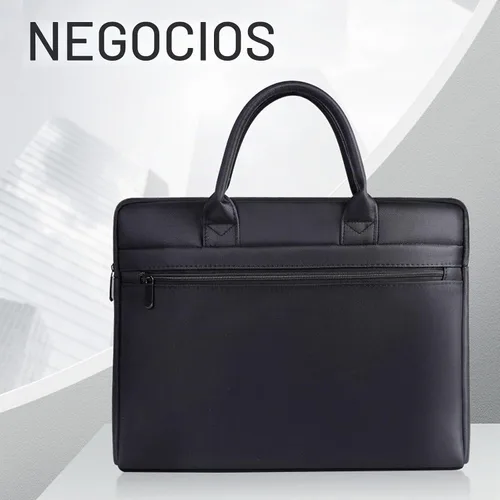 Vista 8 de Bolsa de documentos con asa Oxford impermeable para hombre, bolsa de mano para llevar archivos de papel, color negro