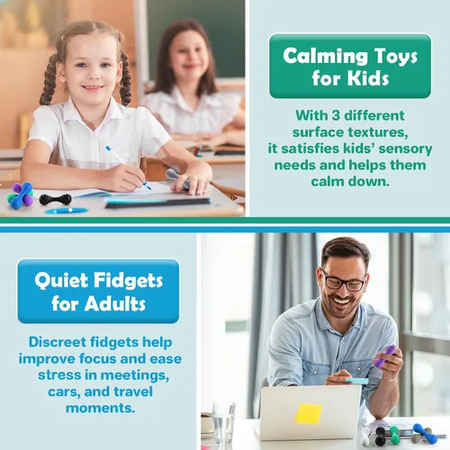 Vista 3 de Juguetes sensoriales para adultos con piedra: paquete de 6 juguetes sensoriales texturizados para niños con autismo, TDAH, calmantes, pequeño