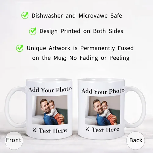 Vista 3 de Taza de café personalizada, taza de café personalizada, regalo de foto personalizada, tazas personalizadas con foto y texto, regalo de cumpleaños