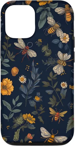 Vista 28 de Bees and Wildflowers on Dark Blue Funda para iPhone 17