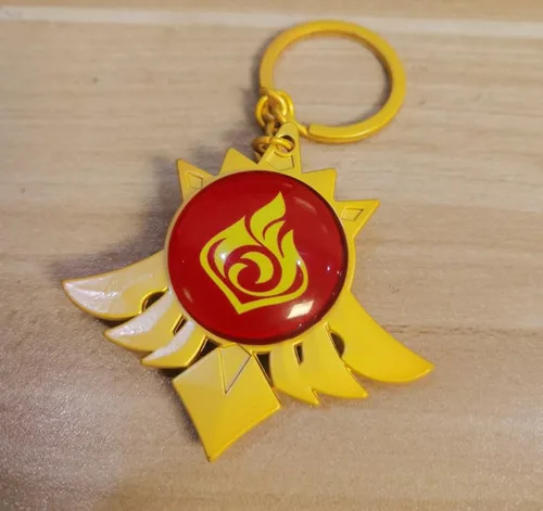 Vista 4 de Gaweco Genshin Thunder - Llavero de paja con diseño de ojo de impacto, viento, fuego, hielo, agua, roca, exquisito cosplay