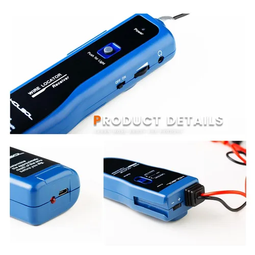 Vista 8 de Localizador de cables subterráneos y probador de cables F02 Pro con batería recargable de 1100 mAh para localizar cables y cables de control Gris