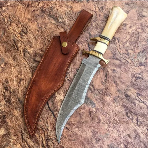 Vista 2 de Poshland RG-44 Cuchillo de caza de acero de Damasco hecho a mano - Mango magnífico