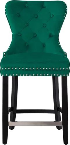 Vista 8 de WestinTrends Wordford Taburete de terciopelo copetudo de 24 pulgadas (juego de 2), negro, terciopelo verde oscuro