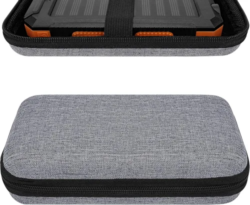 Vista 7 de Estuche de transporte para banco de energía solar, caja de almacenamiento de viaje dura portátil para cargadores solares, compatible con BLAVOR Negro