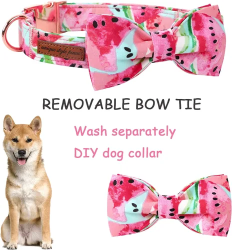 Vista 3 de Unique style paws - Collar con lazo de pera de algodón para perros, collar de verano ajustable para perros pequeños, medianos y grandes - XS