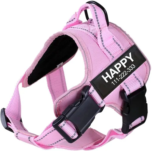 Vista 8 de Arnés para perro con nombre personalizado con parche personalizado, chaleco para mascotas sin tirones, fácil control para entrenamiento de caminatas