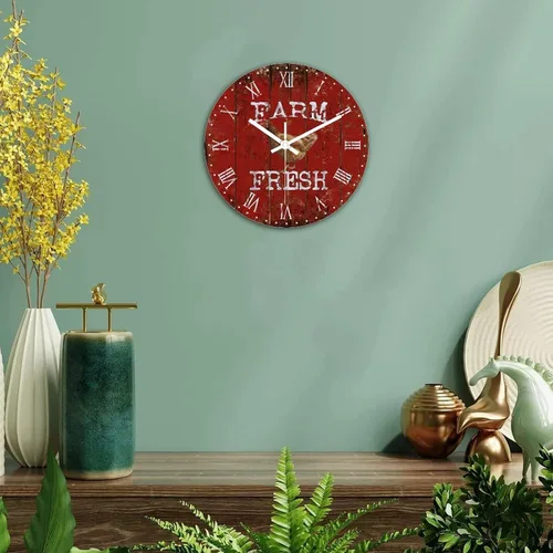 Vista 5 de DreamAutumn Reloj de pared de madera vintage con temática de playa rústica y costera, redondo, relojes de pared grandes, funciona con pilas, sin