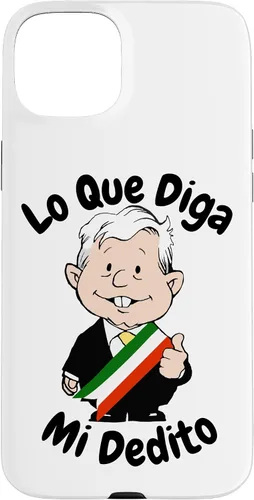 Vista 9 de Funda para iPhone 16 Lo Que Diga Mi Dedito Divertida Caricatura AMLO Amlito México 4T