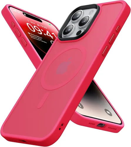Vista 9 de Funda para iPhone 14 Pro Max, protección contra caídas de grado militar, compatible con MagSafe, fuerte magnético a prueba de golpes, translúcido
