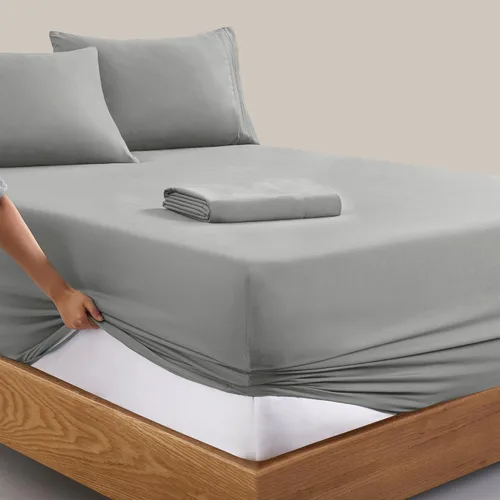 Vista 128 de Manyshofu Juego de sábanas de tamaño individual con bolsillos extra profundos, sábanas y fundas de almohada de 1800 hilos de lujo para hotel, juego
