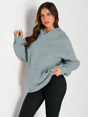 Vista 216 de Trendy Queen - Sudaderas extragrandes con capucha para mujer, suéteres de manga larga, sin botones, de vellón, de otoño, ropa de invierno