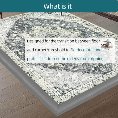 Vista 3 de Tira de transición de piso de alfombra, autoadhesivo de alfombra a azulejos, borde de transición adecuado para umbral de puerta/piso de madera