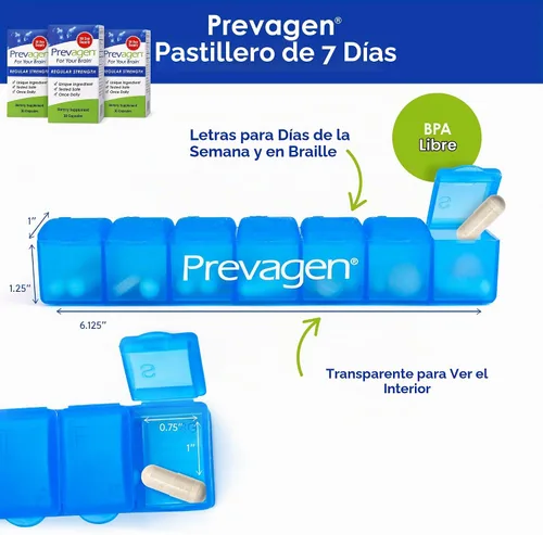 Vista 5 de Prevagen Fuerza regular con Pill Minder de 7 días, 30 cápsulas, paquete