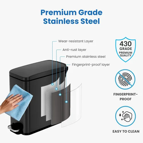 Vista 14 de iTouchless Cubo de basura para excrementos de perro de 3 galones / 12 litros con filtro de olor AbsorbX – Recipiente de basura de metal de cierre