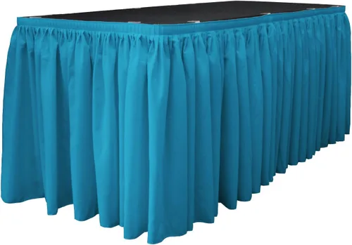 Vista 49 de LA Linen Falda de mesa de popelina de poliéster para mesas rectangulares, tela plisada para banquetes de boda, 14 pies por 29 pulgadas de largo