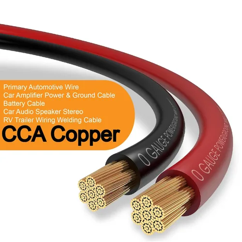Vista 2 de 40FT 1/0 Battery Cable CCA,0 Gauge Wire with lugs for Amp,Winch,Automotive 40 pies + 20 lengüetas