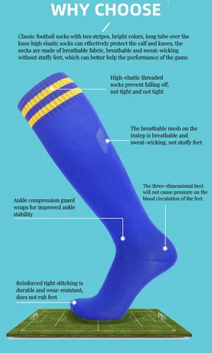 Vista 4 de EIAY Shop 2 pares de calcetines de fútbol para niños y niñas de 5 a 12 años de edad, transpirables, para entrenamiento atlético, calcetines