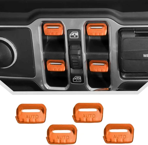 Vista 22 de JeCar 4 piezas para Jeep Wrangler Cubierta de botón del interruptor de ventana de la moldura interior negra para Jeep Wrangler JL JLU Gladiator JT