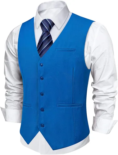 Vista 25 de DiBanGu Chaleco de traje para hombre Vestido formal de negocios Light Khaki