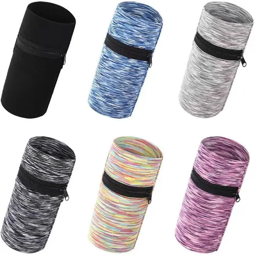 Vista 3 de Cartera de muñeca de 1 bolsillo para teléfono celular, cartera de tobillo, bandas para el sudor, brazalete, bolsa oculta, cartera de muñeca