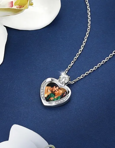 Vista 17 de MomentWish Collar de corazón para mujer, moissanita, diamante de imitación, plata de ley 925