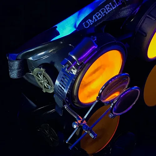 Vista 38 de Lentes estilo victoriano Steampunk con diseño de brújula, lentes de colores y lupa ocular