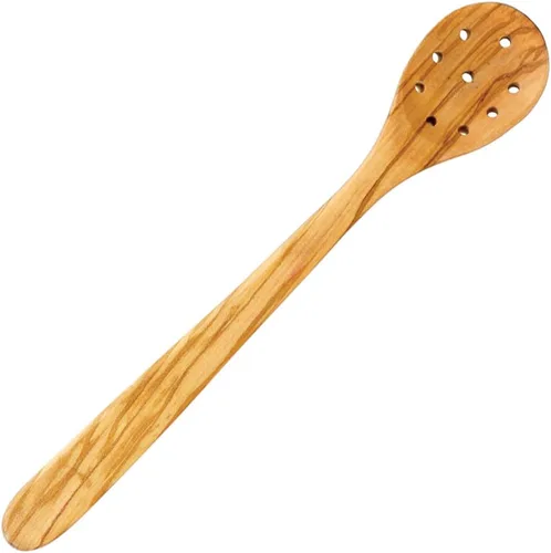 Vista 4 de Eddington - Servidor de ensalada italiano de madera de olivo, hecho a mano en Europa, juego de 2 piezas, 13 pulgadas