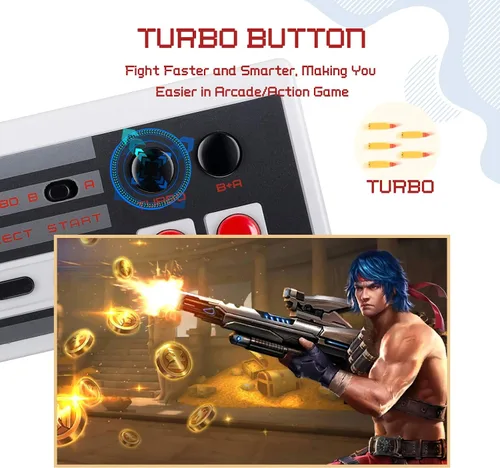Vista 3 de AGPTEK - Paquete de 2 controladores inalámbricos, controlador clásico inalámbrico para Nintendo Classic Mini Edition y PC, sin cable, compatible