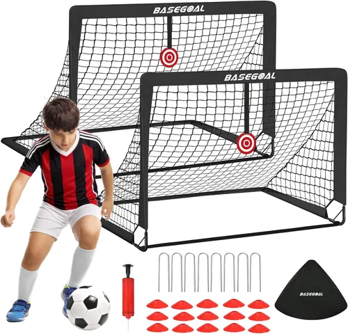 Vista 11 de BaseGoal Soccer Goals for Backyard Set of 2, 4x3ft, Mini Soccer Net Negro