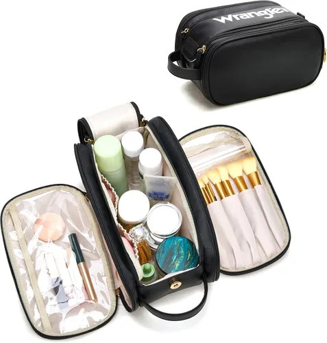 Vista 18 de Wrangler - Neceser de viaje grande para maquillaje, bolsa de cosméticos Vaca café