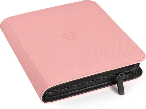 Vista 25 de Carpeta de tarjetas de 4 bolsillos con cremallera, 288 bolsillos para tarjetas comerciales Premium PU Cover, Side Loading, Ringless Card Binder