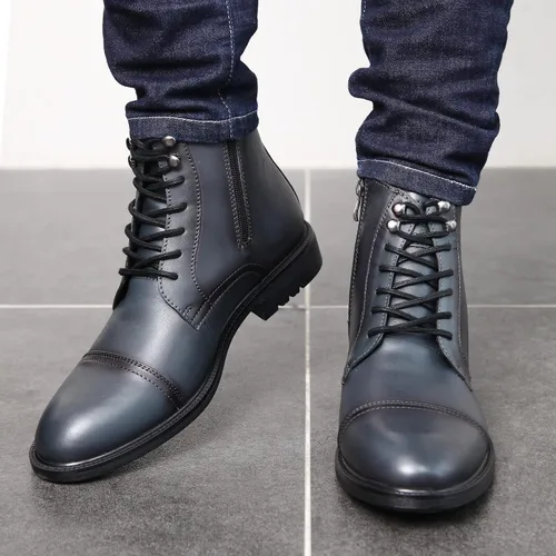 Vista 6 de Botas Chelsea para hombre, elegantes y cómodas, de cuero, con cremallera