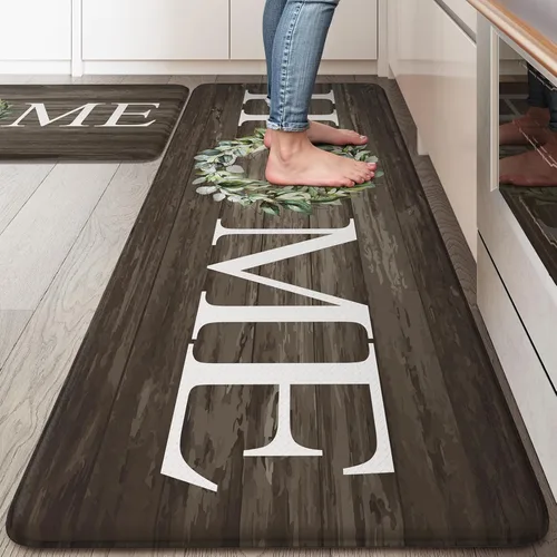 Vista 15 de KIMODE - Alfombra de cocina antifatiga para el piso, de 17.3 x 29 pulgadas, alfombra de cocina de estilo rústico, antideslizante, acolchada