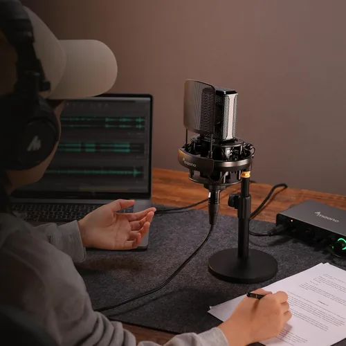Vista 7 de Micrófono XLR de condensador Maono con diafragma grande de 34mm, micrófono de estudio cardioide profesional para podcasting, grabación, streaming